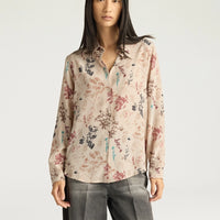 MEUDON SHIRT IN PRINTED CREPE DE CHINE - BEIGE MULTICOLOR