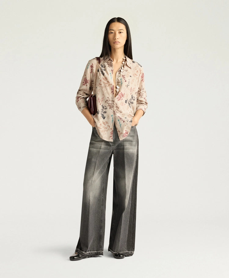 MEUDON SHIRT IN PRINTED CREPE DE CHINE - BEIGE MULTICOLOR