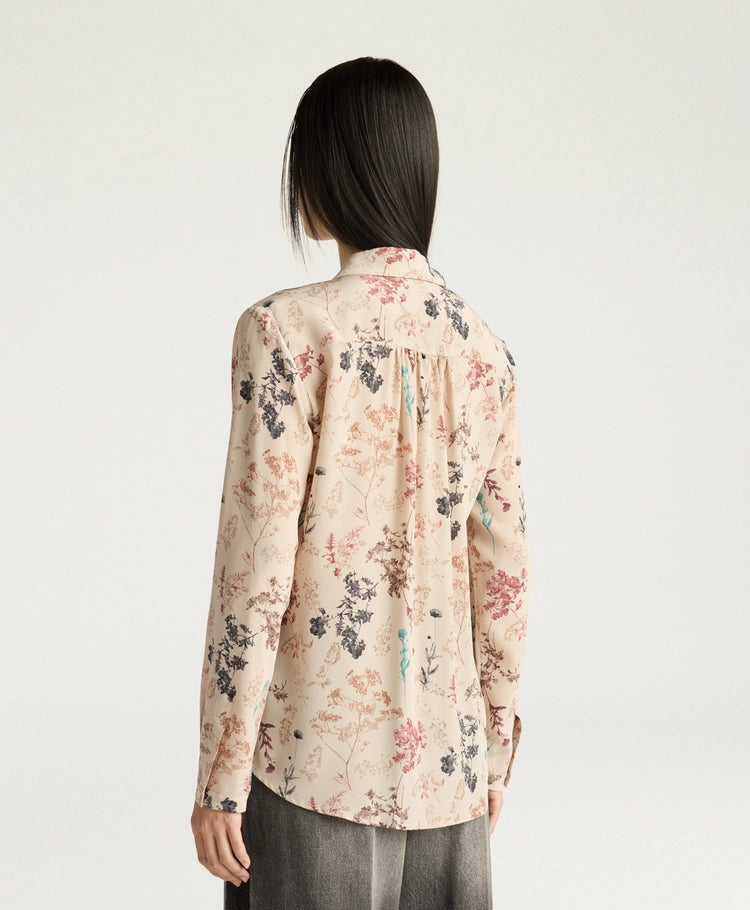 MEUDON SHIRT IN PRINTED CREPE DE CHINE - BEIGE MULTICOLOR