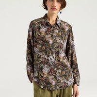 MEUDON SHIRT IN PRINTED CREPE DE CHINE - KHAKI MULTICOLOR