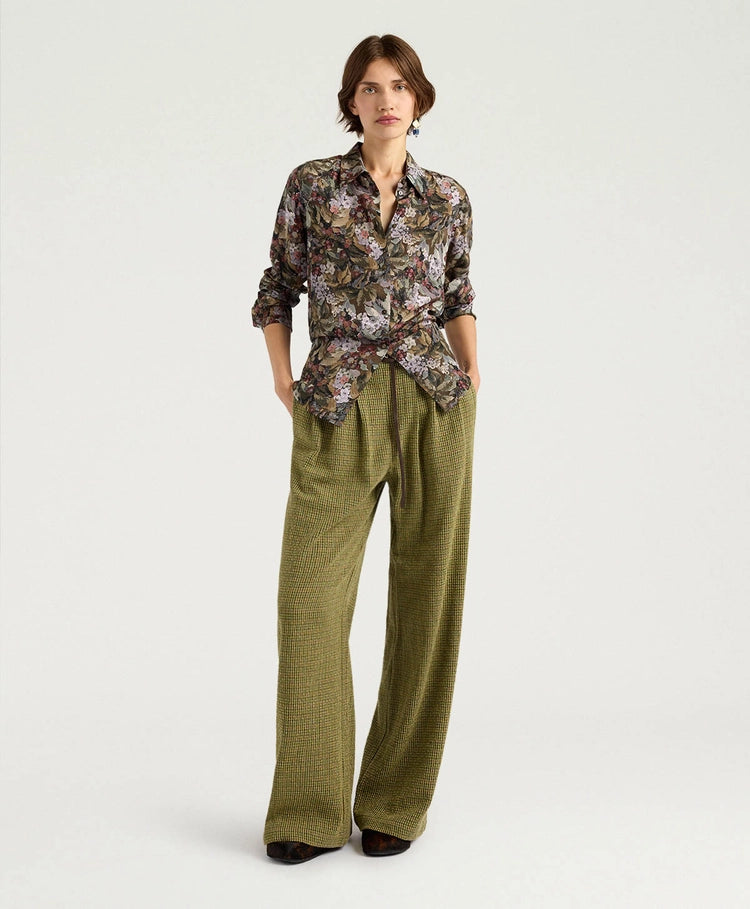MEUDON SHIRT IN PRINTED CREPE DE CHINE - KHAKI MULTICOLOR