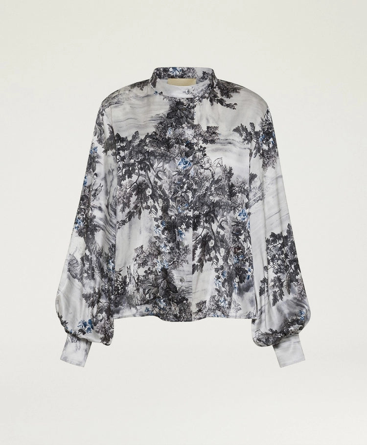 AGATHA SHIRT IN PRINTED STRETCH SATIN
