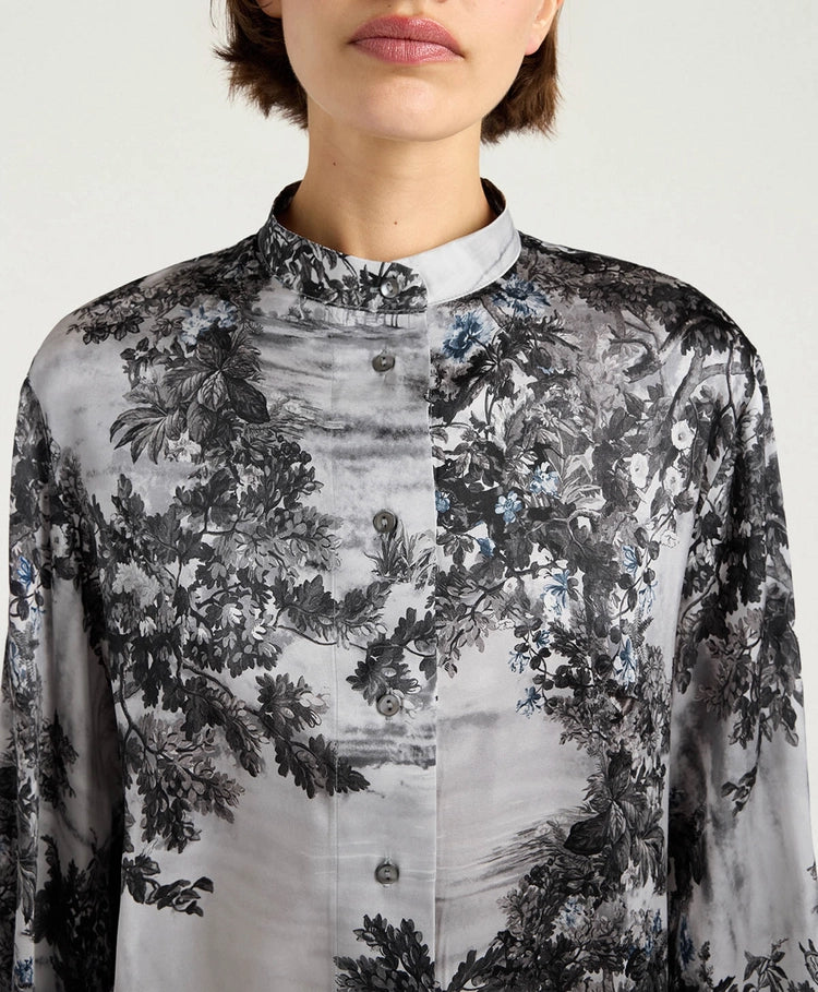 AGATHA SHIRT IN PRINTED STRETCH SATIN