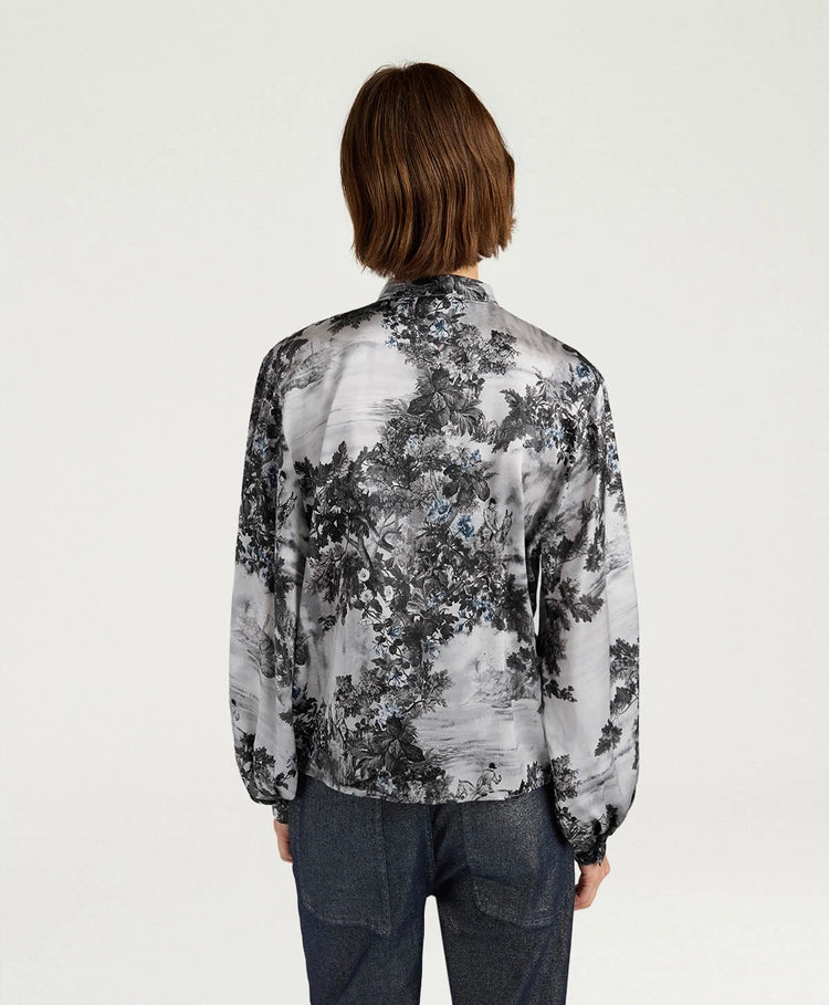 AGATHA SHIRT IN PRINTED STRETCH SATIN