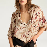 ORCHID SHIRT IN PRINTED JACQUARD VISCOSE - BORDEAUX MULTICOLOR
