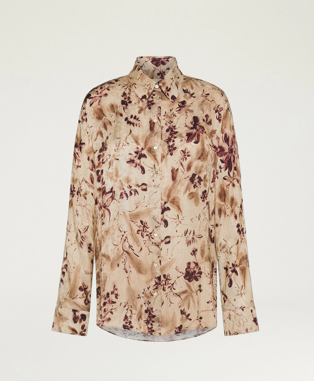 ORCHID SHIRT IN PRINTED JACQUARD VISCOSE - BORDEAUX MULTICOLOR