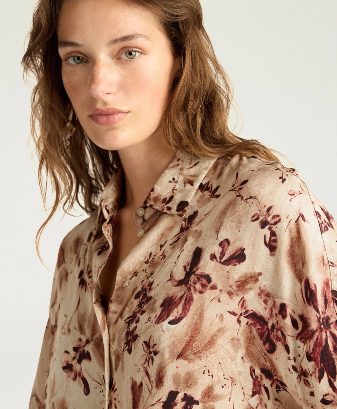 ORCHID SHIRT IN PRINTED JACQUARD VISCOSE - BORDEAUX MULTICOLOR