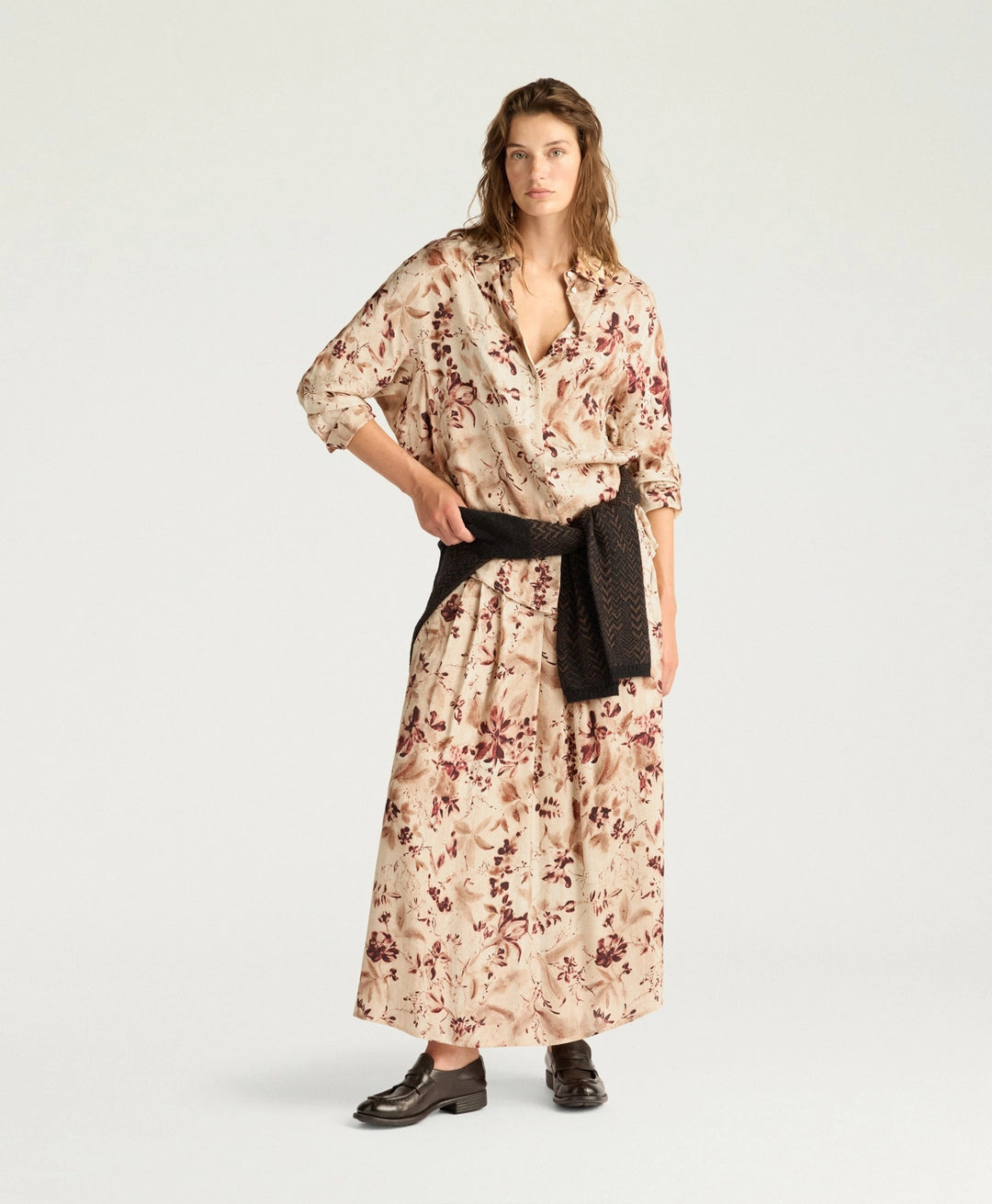 ORCHID SHIRT IN PRINTED JACQUARD VISCOSE - BORDEAUX MULTICOLOR