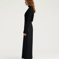 ARIA SKIRT IN SOLID COLOUR CHEVRON WOOL - BLACK