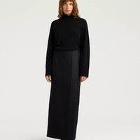 ARIA SKIRT IN SOLID COLOUR CHEVRON WOOL - BLACK