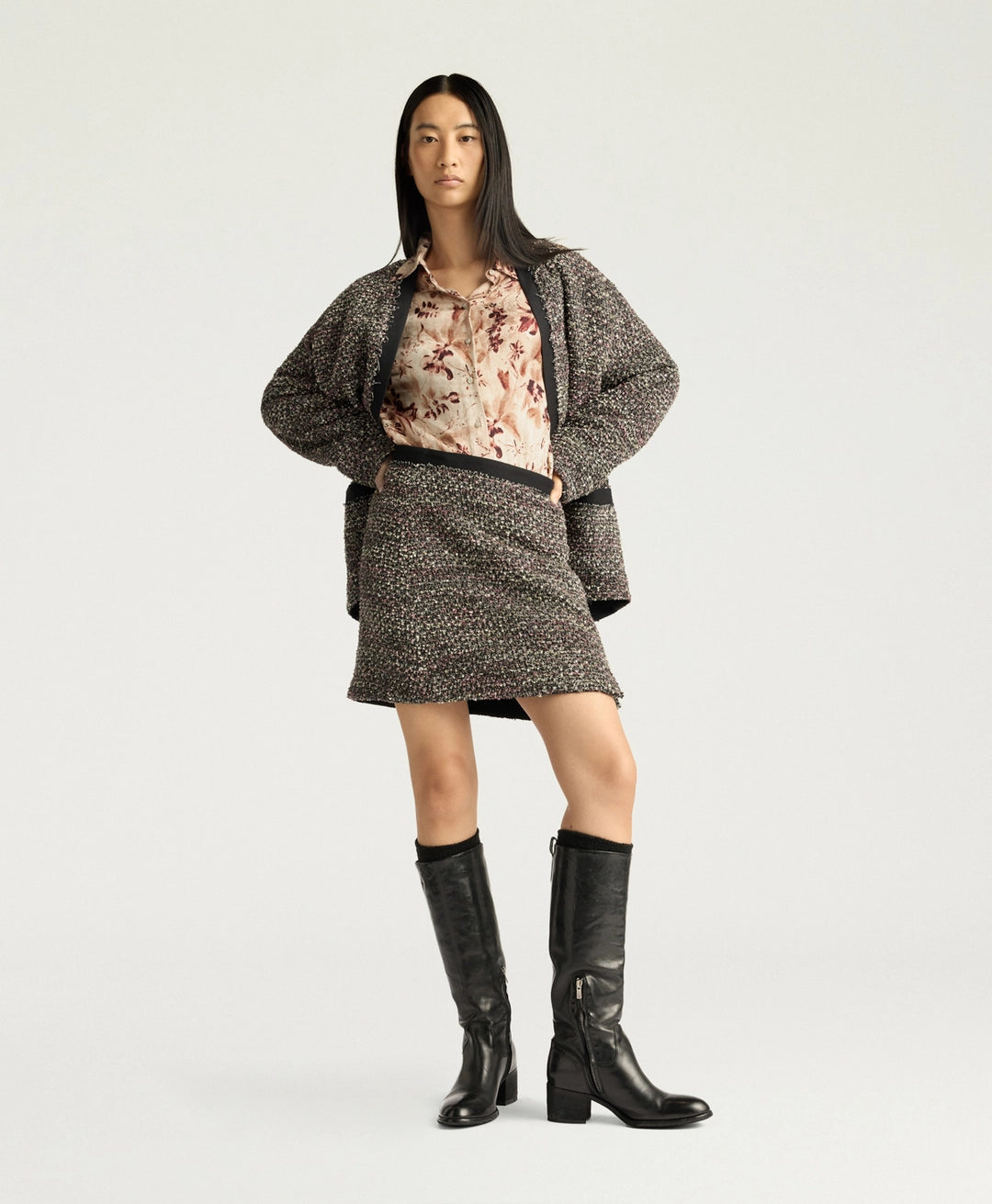 POCKY SKIRT IN TWEED - BLACK MULTICOLOR