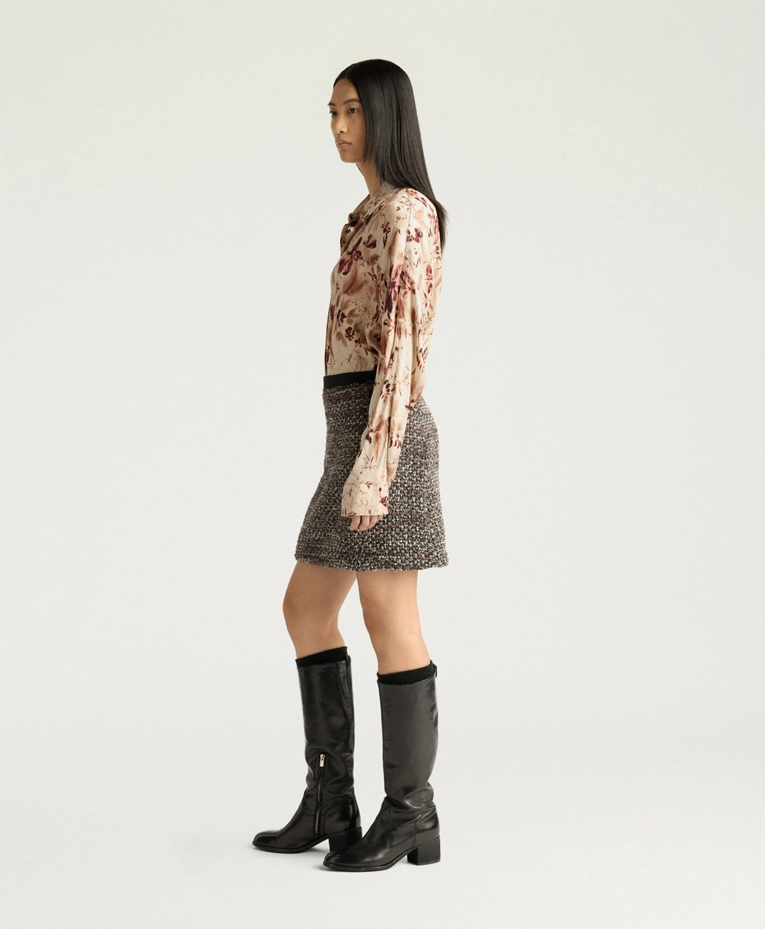POCKY SKIRT IN TWEED - BLACK MULTICOLOR