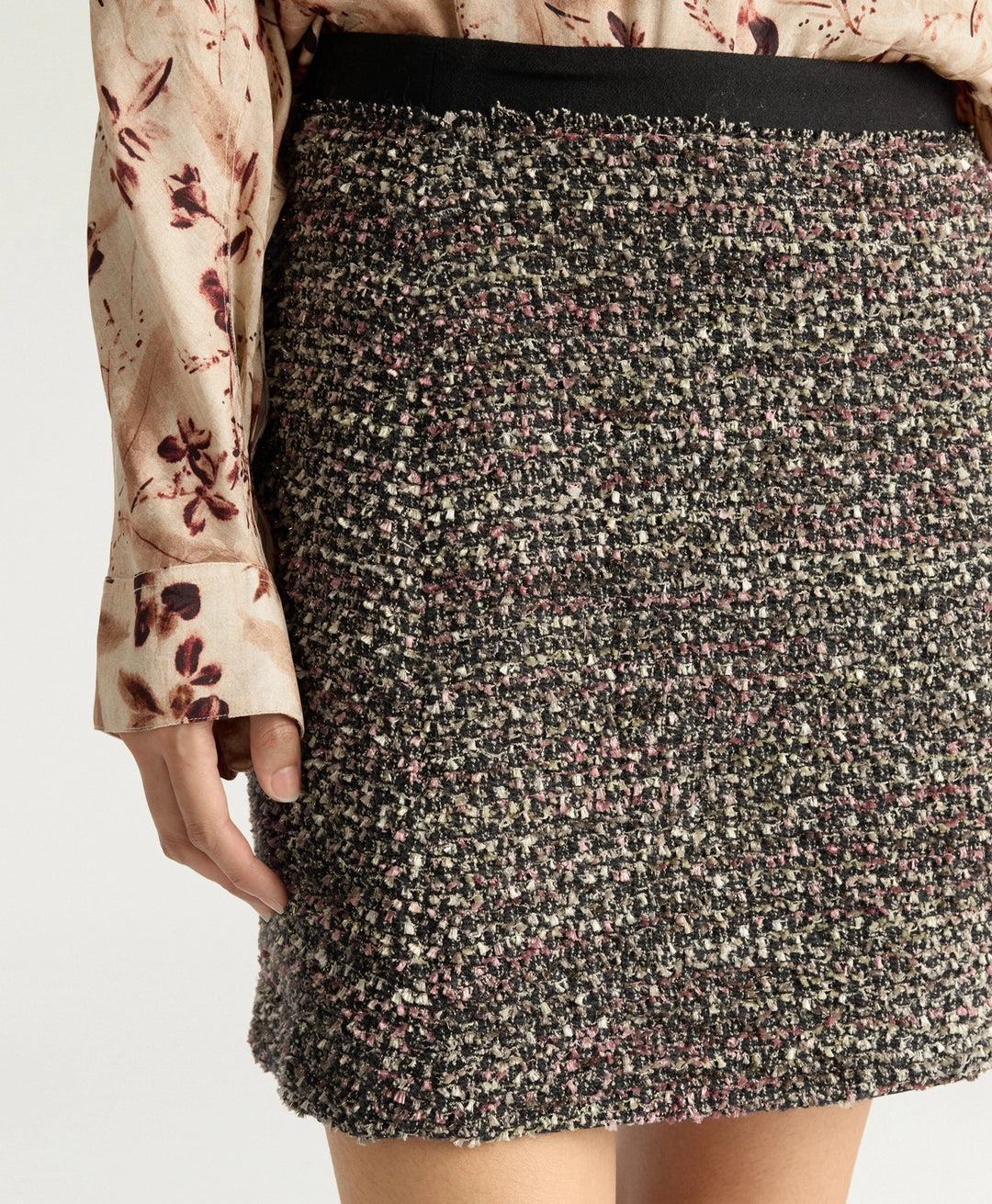 POCKY SKIRT IN TWEED - BLACK MULTICOLOR