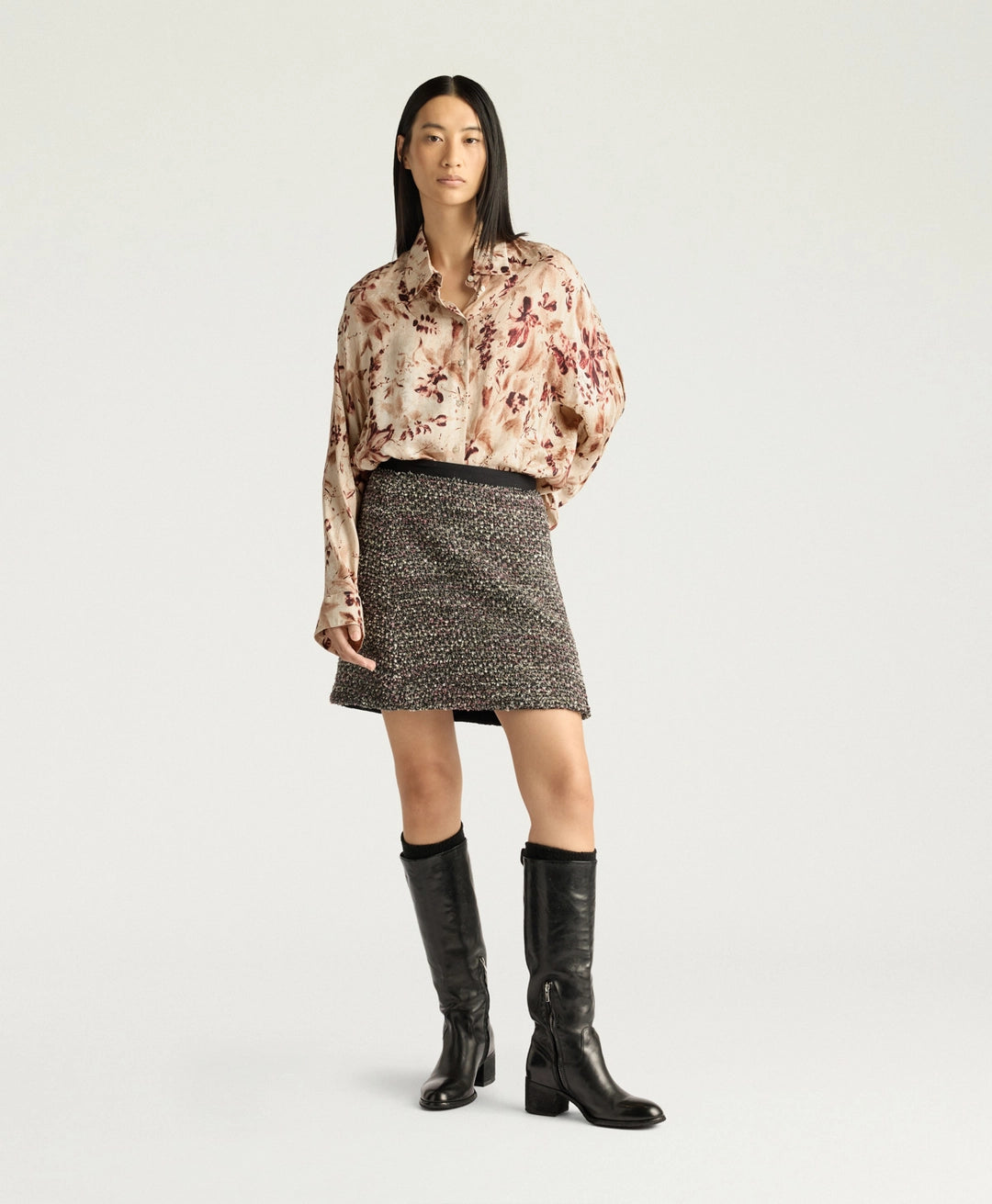 POCKY SKIRT IN TWEED - BLACK MULTICOLOR