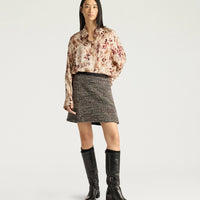 POCKY SKIRT IN TWEED - BLACK MULTICOLOR