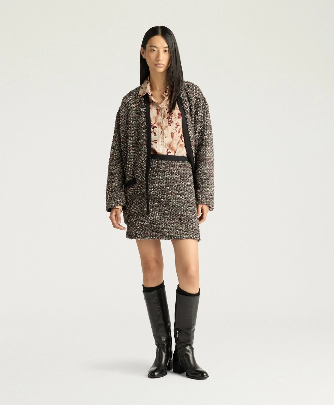 POCKY SKIRT IN TWEED - BLACK MULTICOLOR