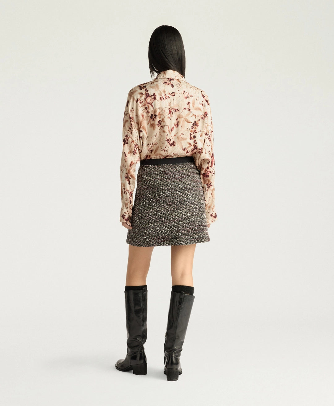 POCKY SKIRT IN TWEED - BLACK MULTICOLOR