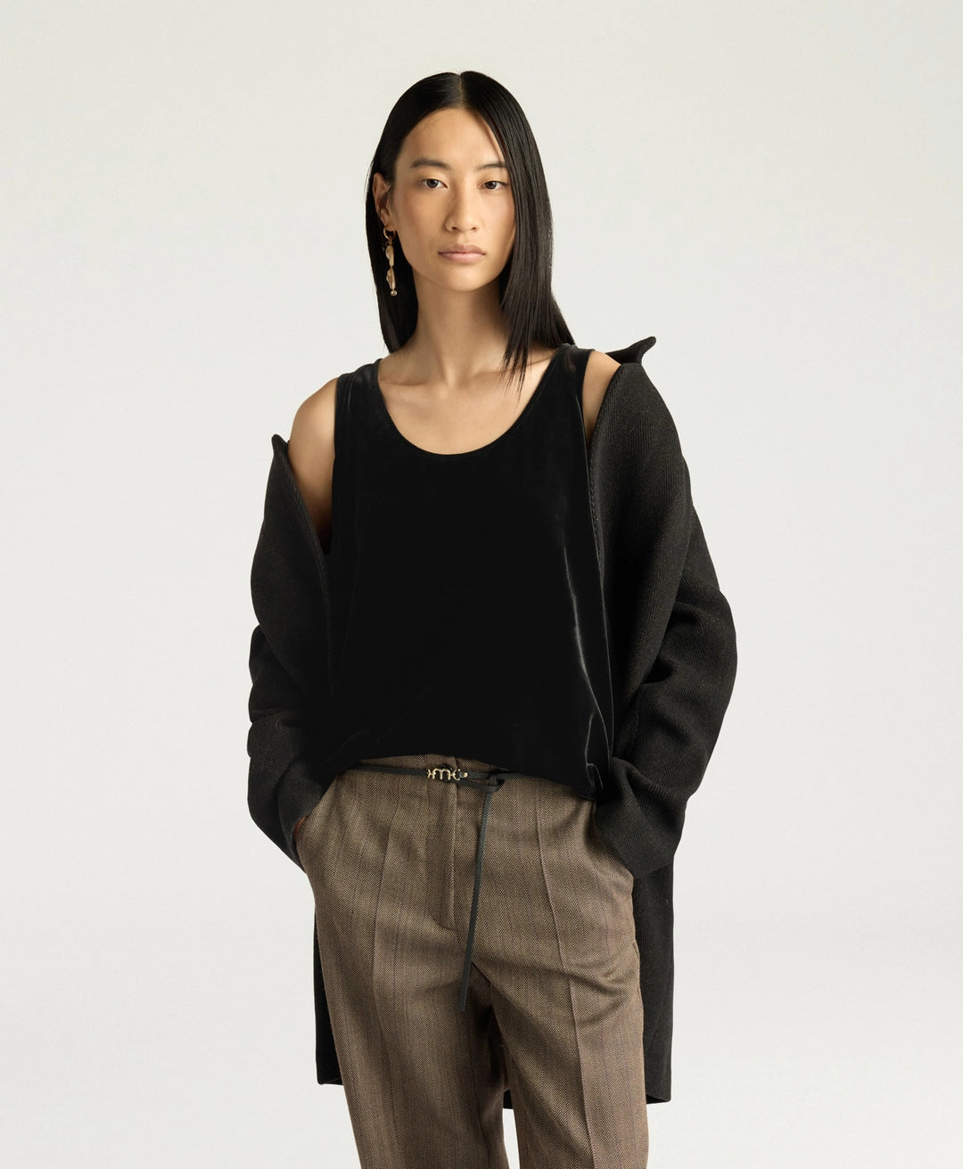 REMY TOP IN SMOOTH VELVET - BLACK