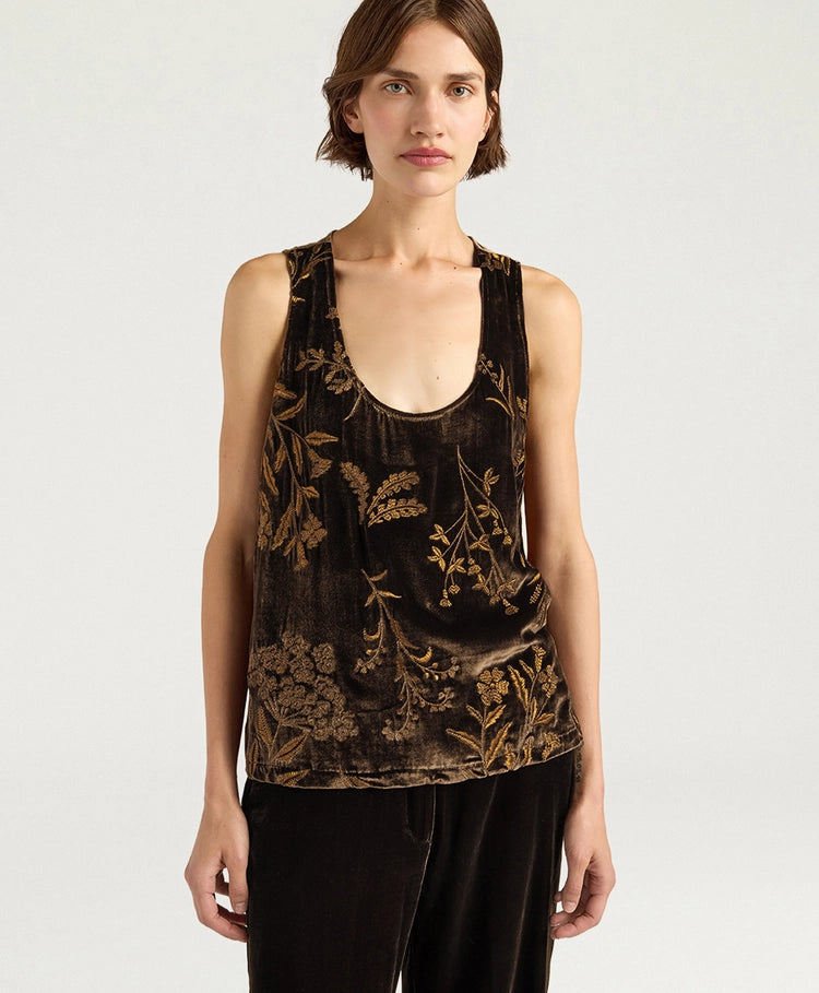 REMY TOP IN EMBROIDERED VELVET