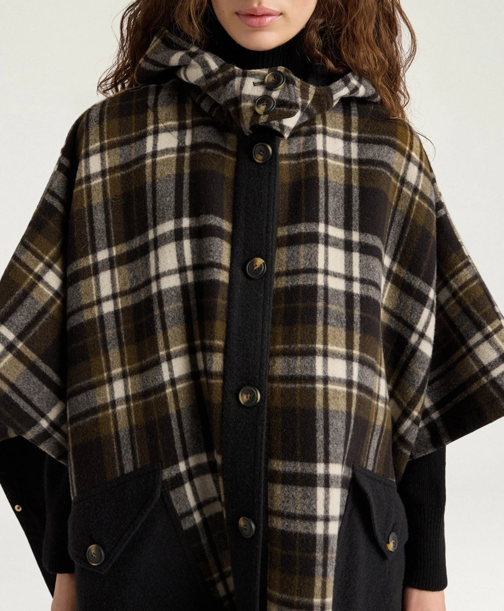 DICKENS COAT IN DOUBLE-FACE WOOL - GREEN MULTICOLOR