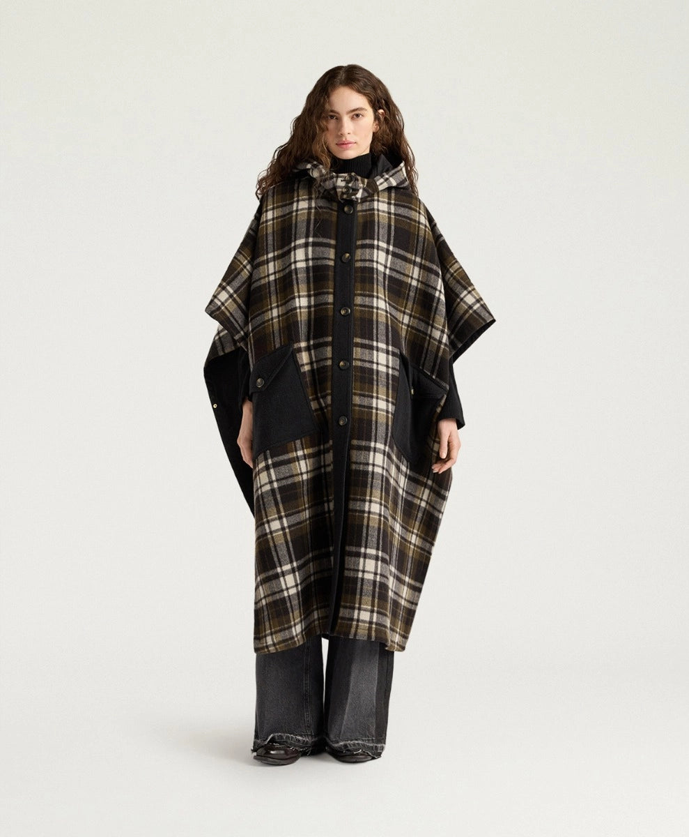 DICKENS COAT IN DOUBLE-FACE WOOL - GREEN MULTICOLOR