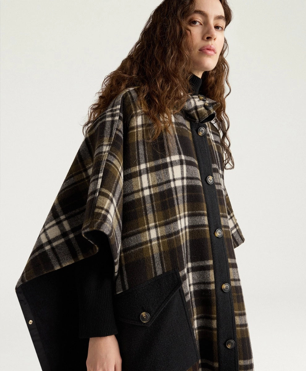 DICKENS COAT IN DOUBLE-FACE WOOL - GREEN MULTICOLOR