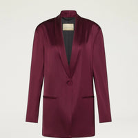 GUNNER JACKET IN STRETCH VISCOSE SATIN - WINE RED