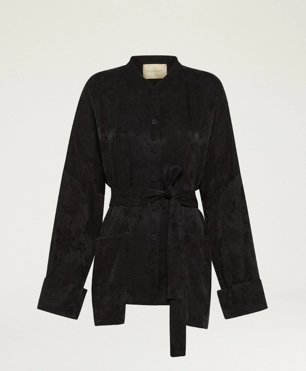 STOWE JACKET IN JACQUARD CUPRO - BLACK