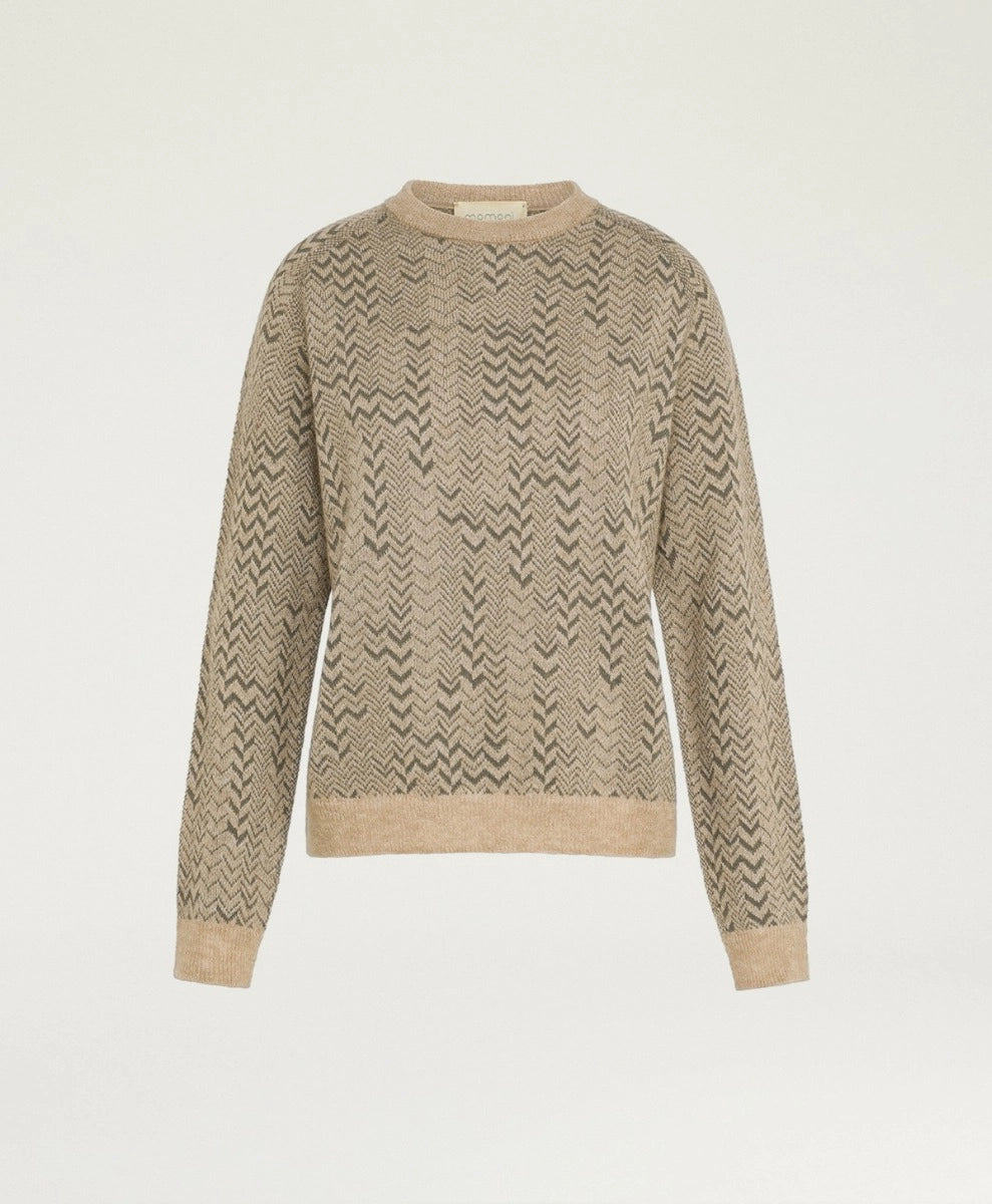 SAGE SWEATER IN JACQUARD - GREEN/BEIGE