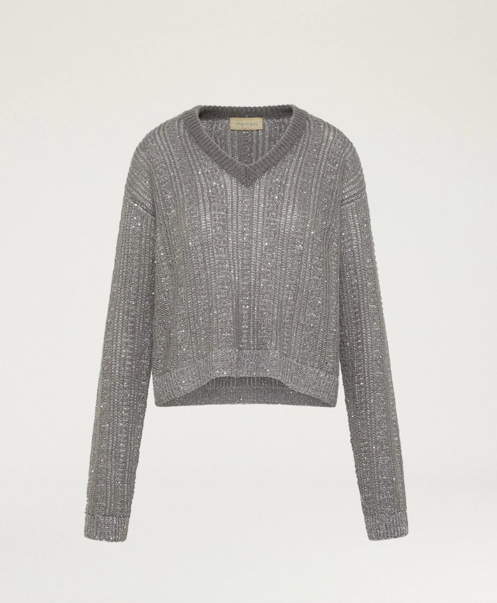 ADA SWEATER IN MOHAIR/SEQUINS - GUNMETAL GRAY