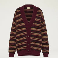 SELWIN CARDIGAN IN JACQUARD - BURGUNDY MULTICOLOR