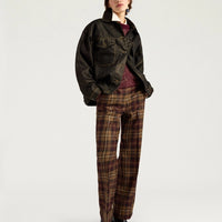 MILTON PANTS IN WOOL TWILL - BURGUNDY MULTICOLOR