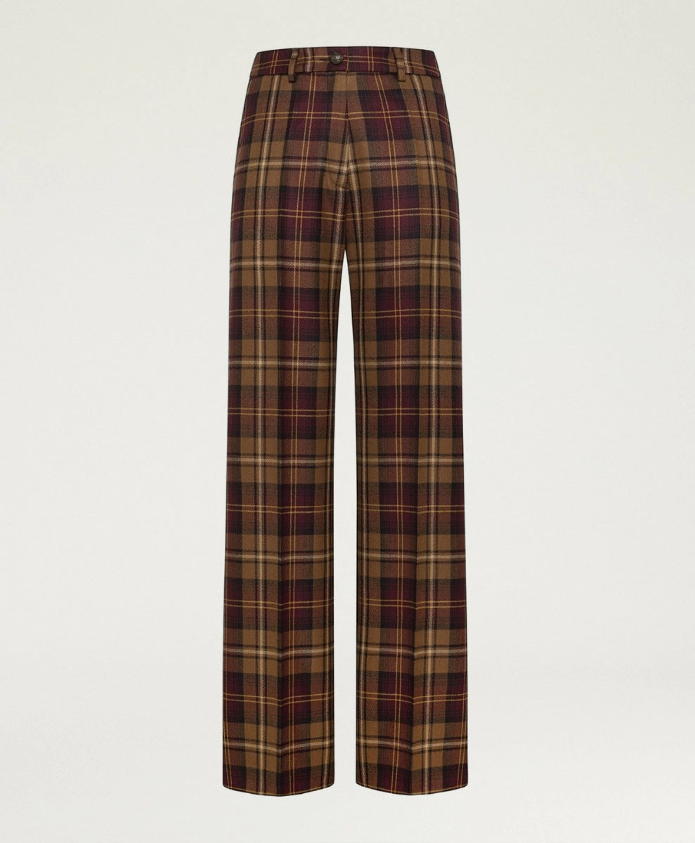 MILTON PANTS IN WOOL TWILL - BURGUNDY MULTICOLOR