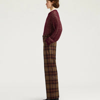 MILTON PANTS IN WOOL TWILL - BURGUNDY MULTICOLOR