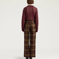 MILTON PANTS IN WOOL TWILL - BURGUNDY MULTICOLOR