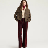 EDIMBURGO PANTS IN STRETCH FLOCKED DENIM - WINE RED