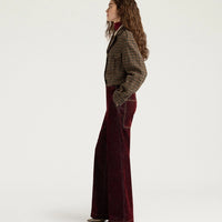 EDIMBURGO PANTS IN STRETCH FLOCKED DENIM - WINE RED