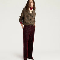 EDIMBURGO PANTS IN STRETCH FLOCKED DENIM - WINE RED