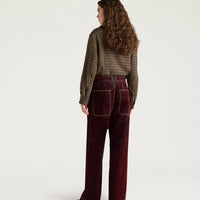 EDIMBURGO PANTS IN STRETCH FLOCKED DENIM - WINE RED