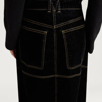 IRELAND SKIRT IN STRETCH FLOCKED DENIM - BLACK