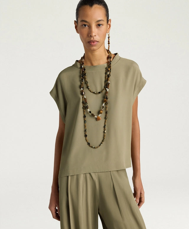 CURACAO BLOUSE IN PLAIN COLOUR ACETATE/SILK