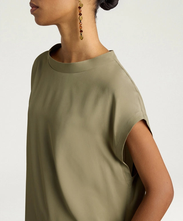 CURACAO BLOUSE IN PLAIN COLOUR ACETATE/SILK