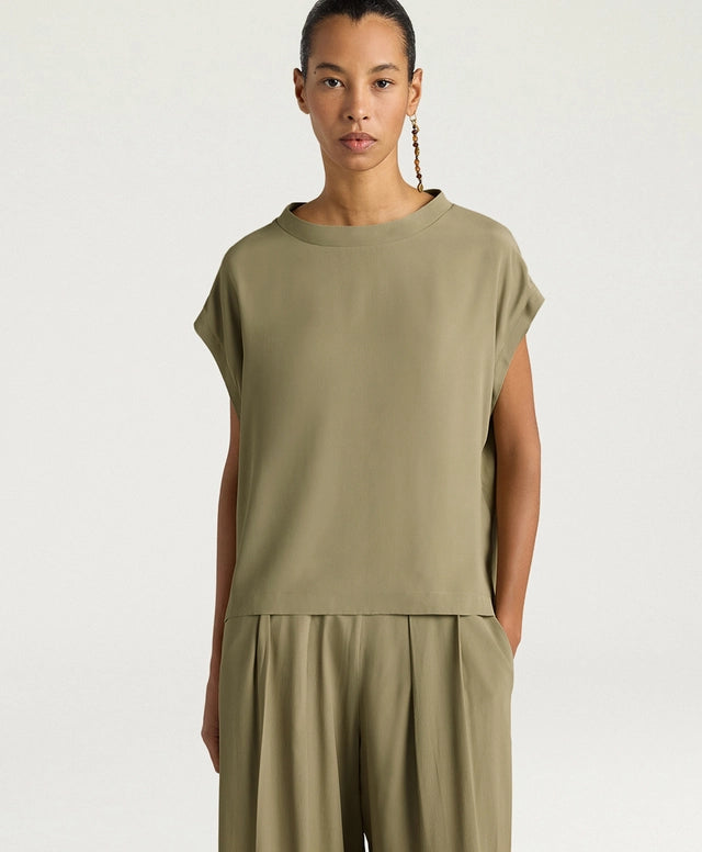 CURACAO BLOUSE IN PLAIN COLOUR ACETATE/SILK