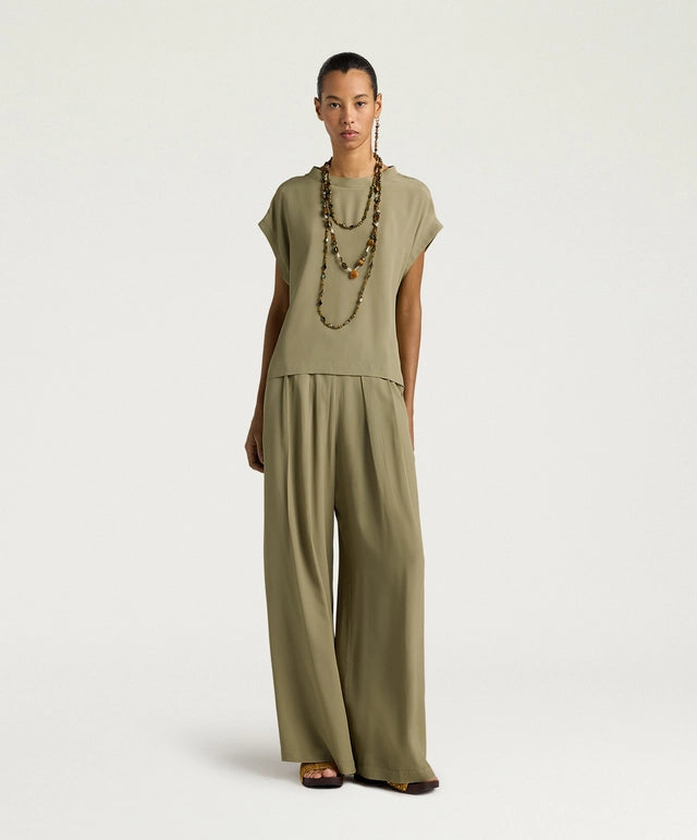 CURACAO BLOUSE IN PLAIN COLOUR ACETATE/SILK