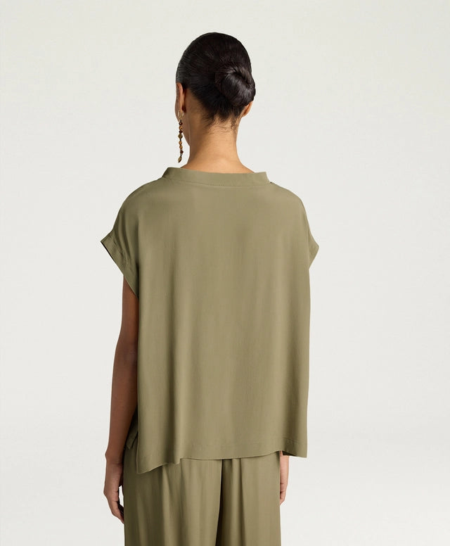CURACAO BLOUSE IN PLAIN COLOUR ACETATE/SILK
