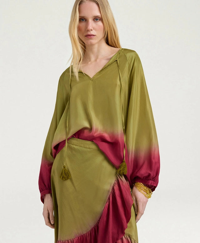 MANTRA BLOUSE IN TIE DYED HABUTAI
