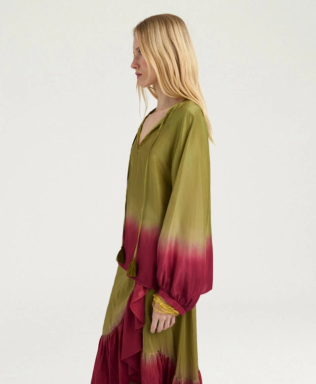 MANTRA BLOUSE IN TIE DYED HABUTAI