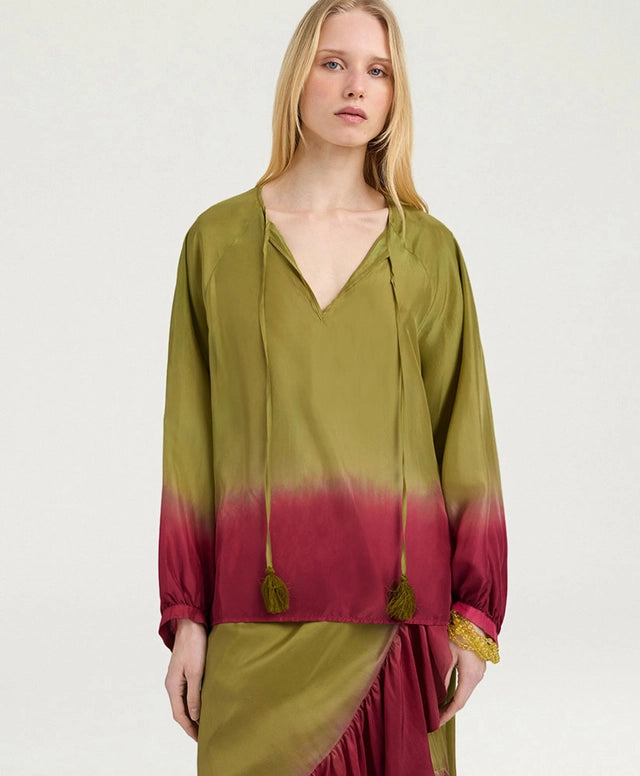 MANTRA BLOUSE IN TIE DYED HABUTAI