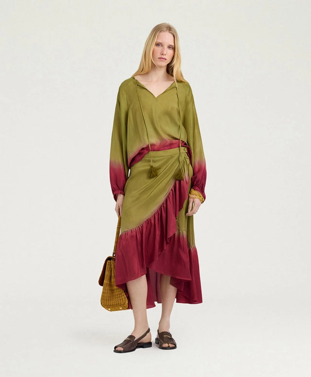 MANTRA BLOUSE IN TIE DYED HABUTAI