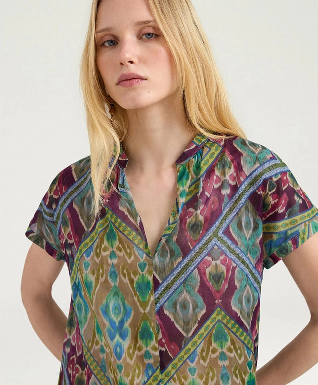 COPAL BLOUSE IN PRINTED COTTON VOILE